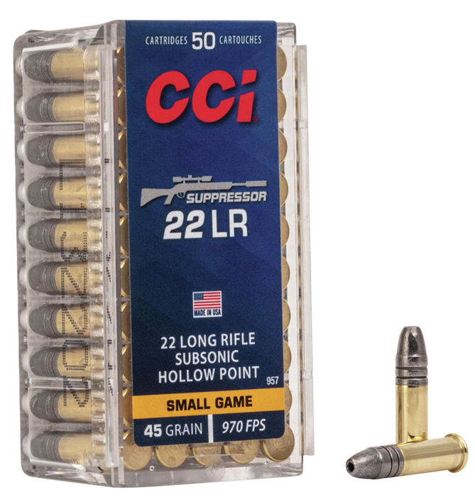 CCI Suppressor Small Game .22 Lr 45 Gr Lead Hollow Point (LHP) 50 Per Box