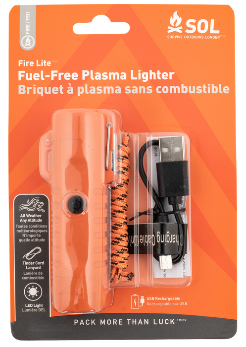 Survive Outdoors Longer Fire Lite Fuel Free Lighter Orange Includes Usb Cable / Lanyard