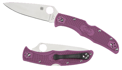 Spyderco Endura 4 Lightweight 3.75" Folding Clip Point Plain Vg-10 Ss Blade Purple Bi-directional Texturing Frn Handle Includes Pocket Clip