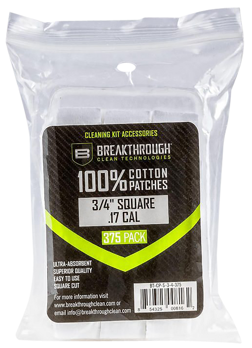 Breakthrough Clean Square Patches.17/.177 Cal 375 Pieces