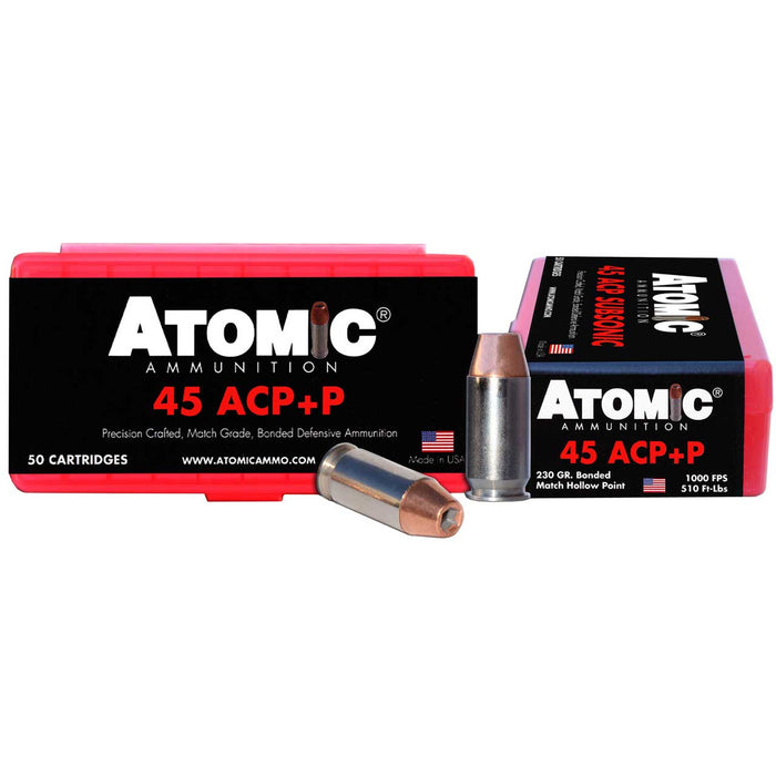 Atomic Ammunition Pistol Precision Craft .45 ACP +P 230 Gr Bonded Match Hollow Point 50 Per Box