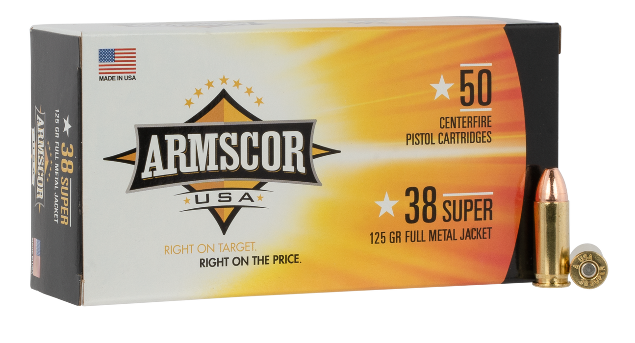 Armscor USA .38 Super 125 gr Full Metal Jacket Ammunition - 50 Per Box