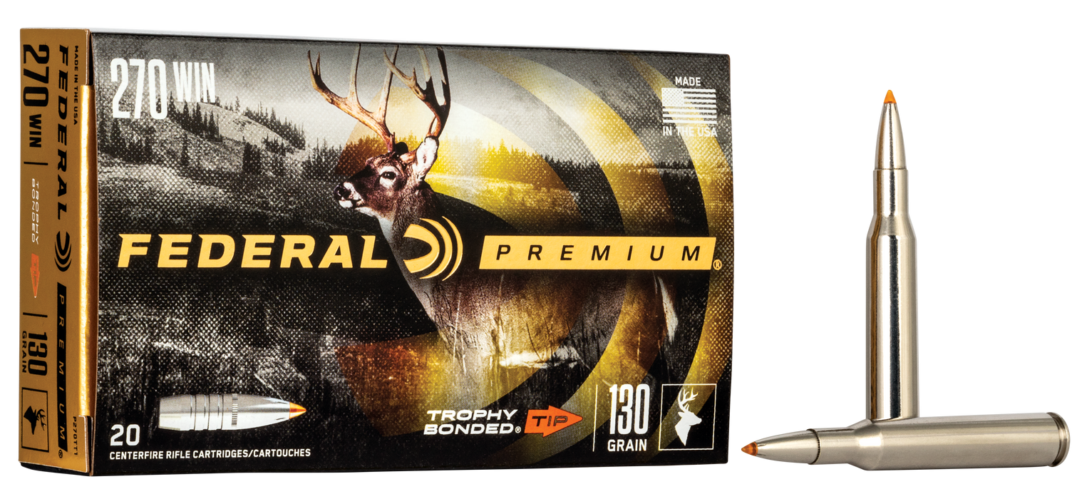 Federal Premium .270 Win 130 gr Trophy Bonded Tip Ammunition - 20 Per Box