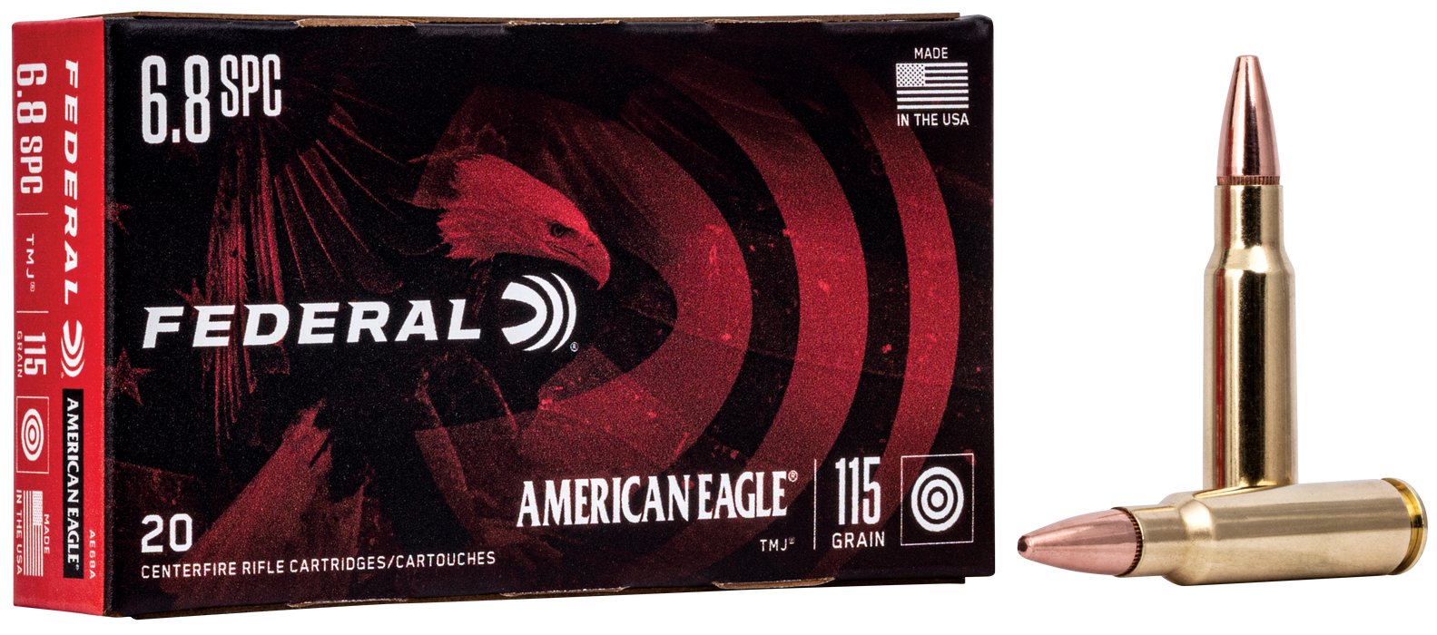 Federal American Eagle Rifle 6.8mm Rem SPC 115 gr Full Metal Jacket 20 Per Box