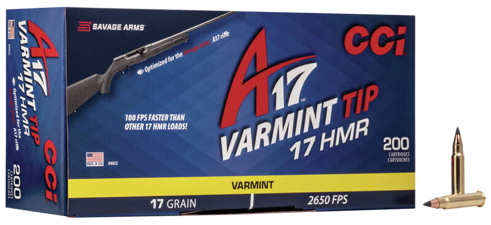 CCI A17 Varmint Tip .17 HMR 17 gr Varmint Tipped Ammunition - 200 Per Box