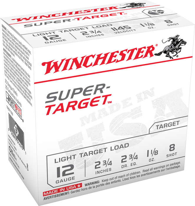 Winchester Ammo Super-Target Light Target 12 Gauge 2.75" 1 1/8 oz 8 Shot 25 Per Box