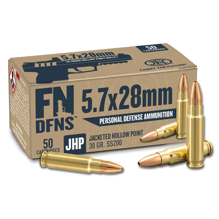 FN DFNS 5.7x28mm 30gr Jacketed Hollow Point Ammunition 50 Per Box