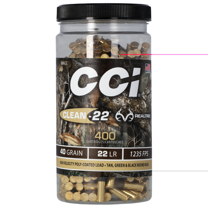 CCI Clean-22 .22LR 40 Grain Polycoated Round Nose - 400 Round Jar