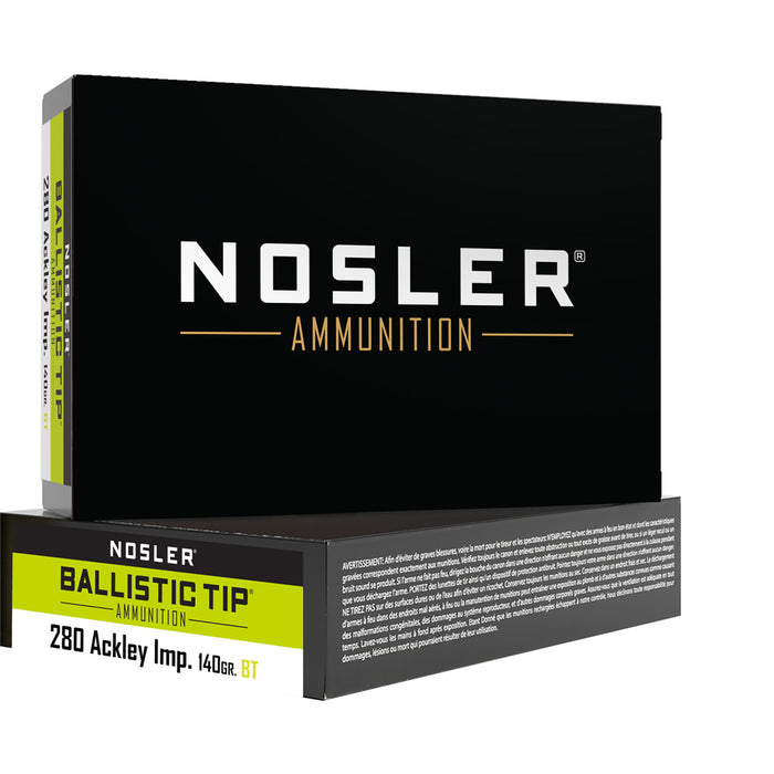 Nosler Ballistic Tip .280 Ackley 140 gr. BT SP Ammunition 20 Per Box