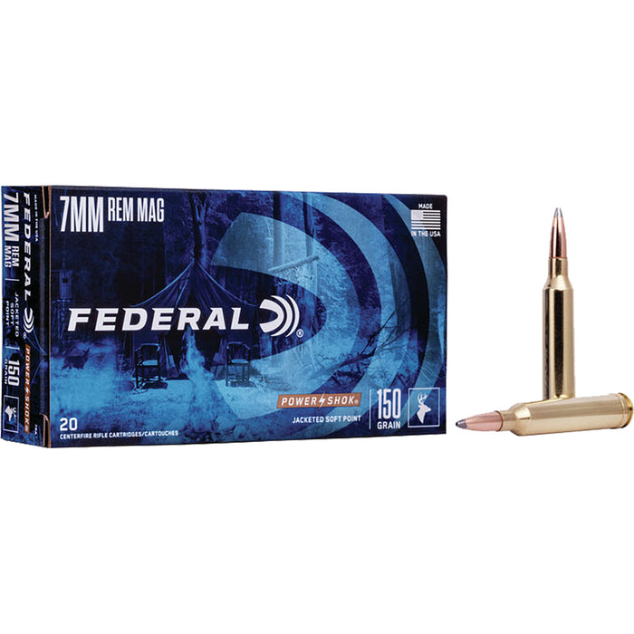 Federal Power-Shok 7mm Rem Mag 150 gr. Jacketed Soft Point 20 Per Box
