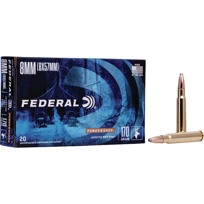 Federal Power-Shok 8mm Mauser 170 gr. Jacketed Soft Point 20 Per Box
