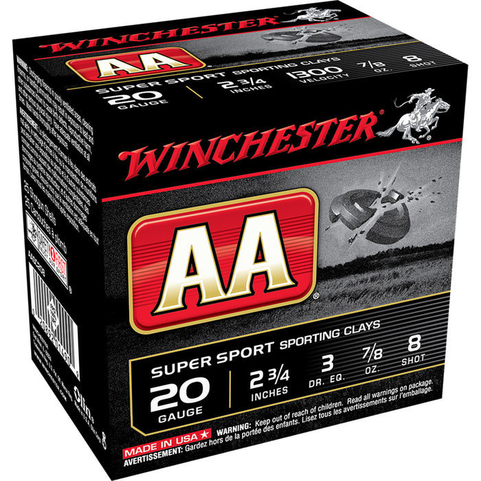 Winchester AA Sporting Clays Load 20 ga. 2.75 in. 7/8 oz. 8 Shot 25 Per Box