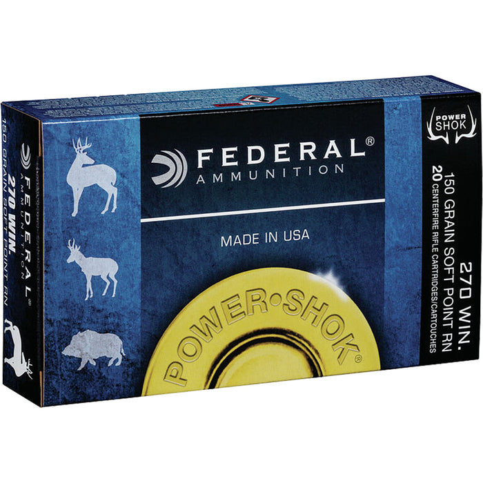 Federal Power-Shok Rifle Ammo 270 Win 150 gr. Jacketed Soft Point 20 rd.