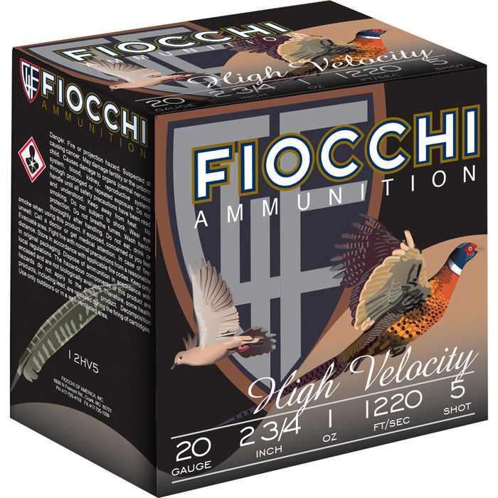 Fiocchi High Velocity Hunting Loads 20 ga. 2.75 in. 1 oz. 5 Shot 25 Per Box