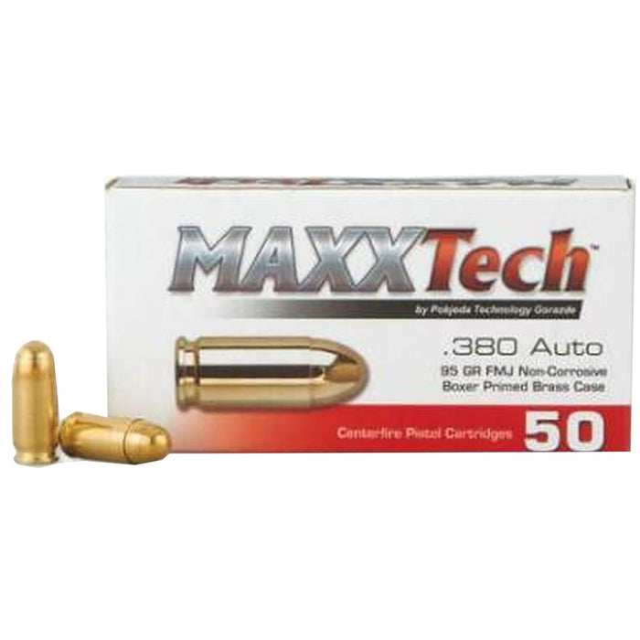 MAXXTech .380 ACP 95 gr. FMJ Ammunition 50 Per Box