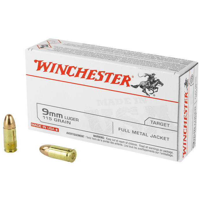 Winchester Ammo USA 9mm Luger 115 gr Full Metal Jacket (FMJ) 50 Per Box