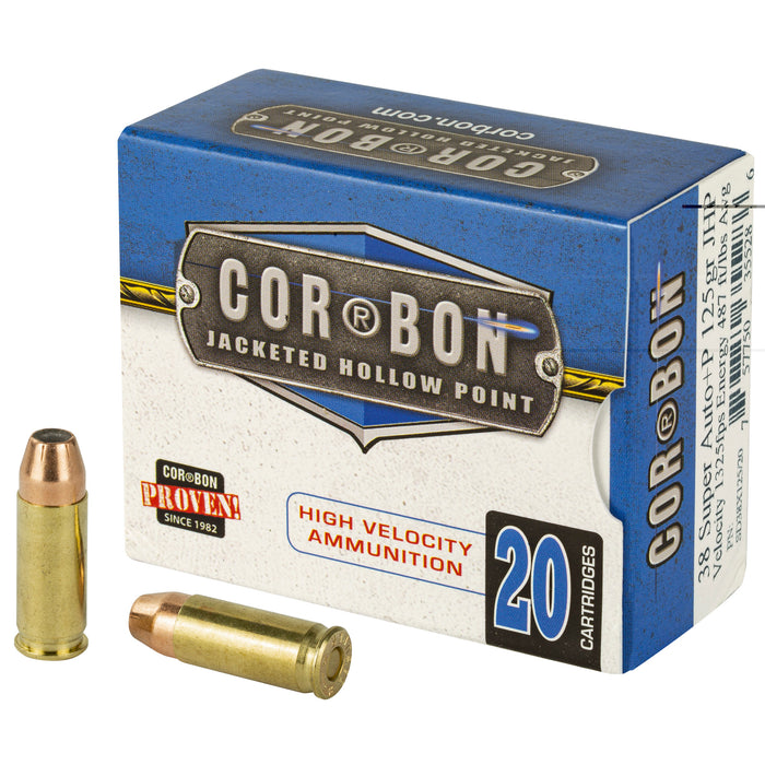Corbon Ammo .38 Super +P 125 Grain Jacketed Hollow Point 20 Round Box