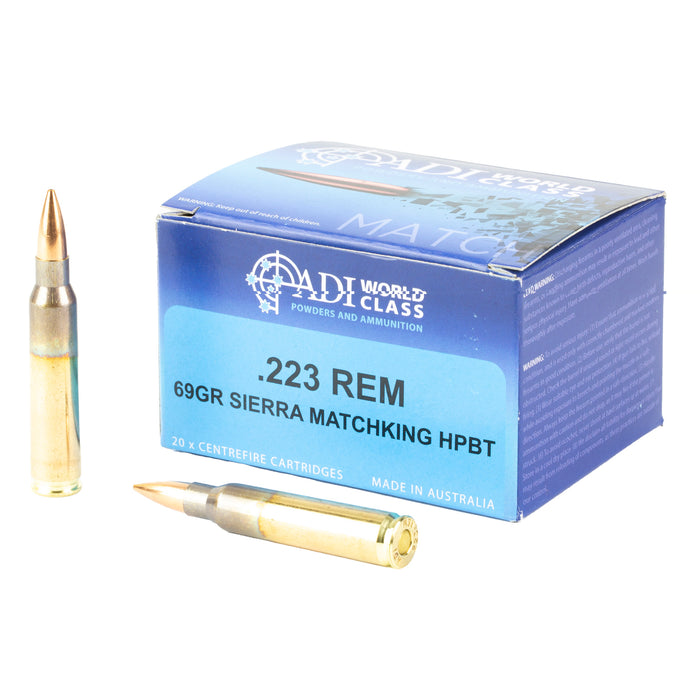 ADI World Class .223 Remington 69 Grain Sierra HPBT MatchKing Ammunition 20 Round Box