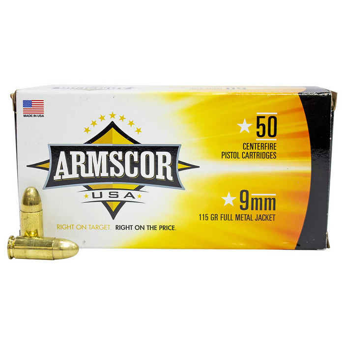 Armscor USA Competition 9mm Luger 115 Gr Full Metal Jacket (FMJ) 50 Per Box