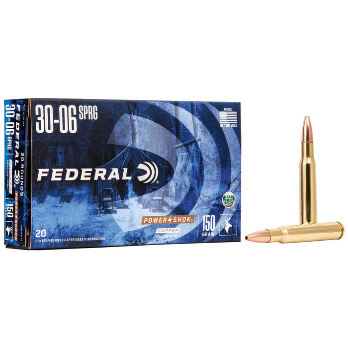 Federal Power-Shok Hunting .30-06 Springfield 150 gr Copper Hollow Point (CHP) 20 Per Box