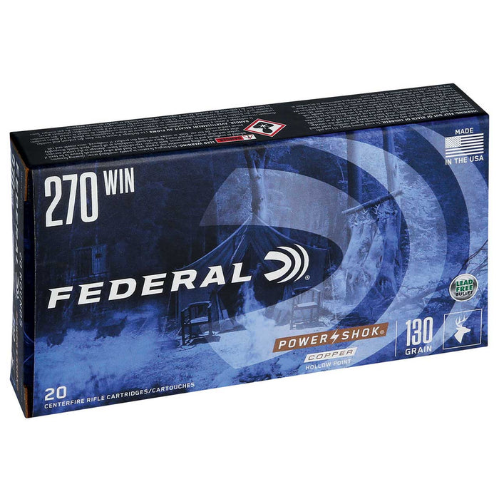 Federal Power-Shok Hunting .270 Win 130 gr Copper Hollow Point (CHP) 20 Per Box