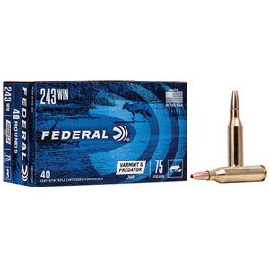 Federal .243 Win 75 gr American Eagle Varmint & Predator JHP Ammunition - 40 Round Box