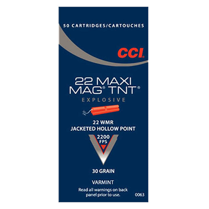 CCI Maxi-Mag TNT .22 WMR 30 gr TNT Jacketed Hollow Point 50 Per Box