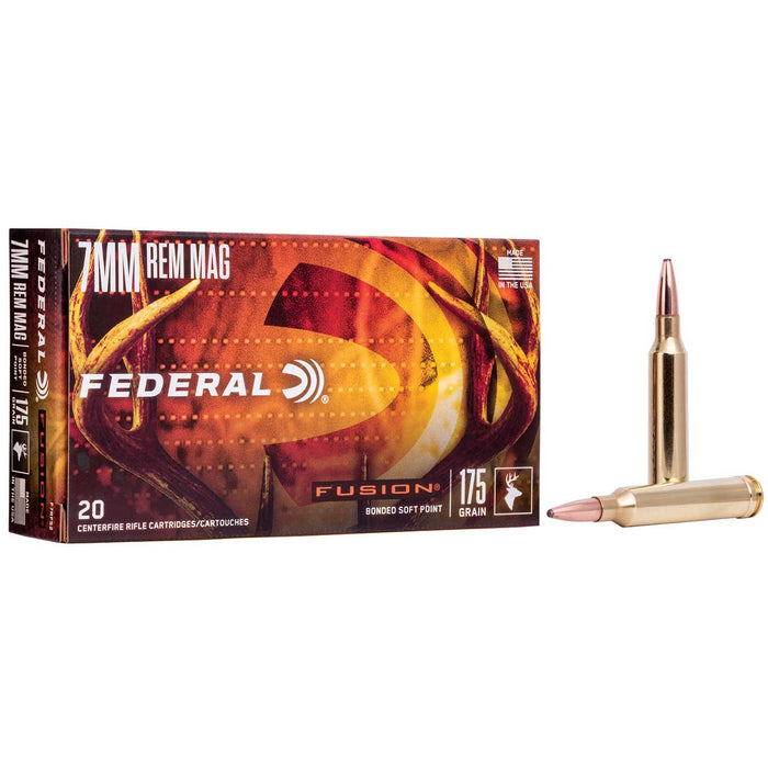 Federal 7mm Rem Mag 175 gr Fusion Hunting Soft Point Ammunition - 20 Round Box