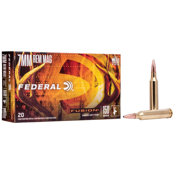 Federal 7mm Rem Mag 150 gr Fusion Hunting Soft Point Ammunition - 20 Round Box