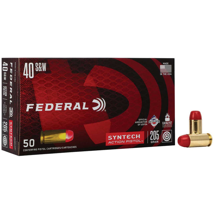 Federal American Eagle Syntech Pistol Training .40 S&W 205 gr Total Syntech Jacket Flat Nose (TSF) 50 Per Box
