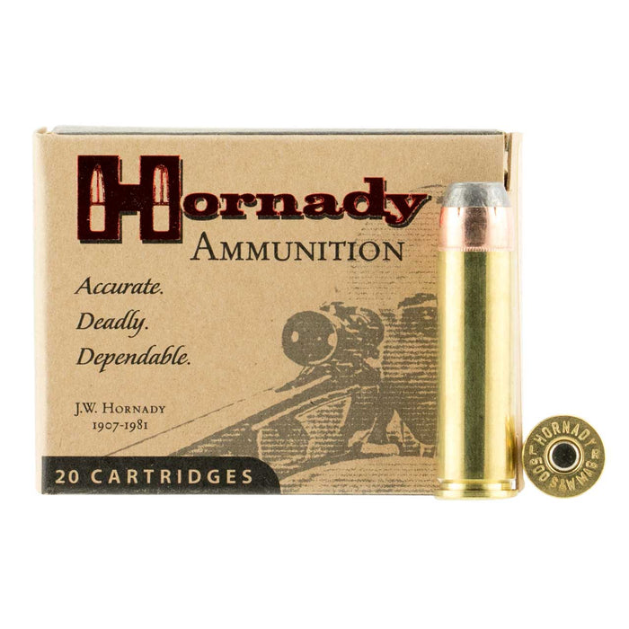 Hornady .500 S&W Mag 500 gr Custom InterLock XTP Flat Point Ammunition - 20 Round Box