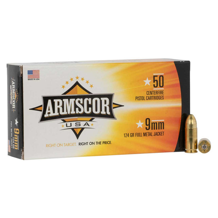 Armscor USA Competition 9mm Luger 124 gr Full Metal Jacket (FMJ) 50 Per Box