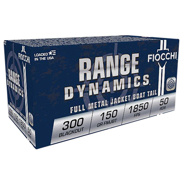 Fiocchi Range Dynamics .300 Blackout 150 gr Full Metal Jacket Boat-Tail (FMJBT) 50 Per Box