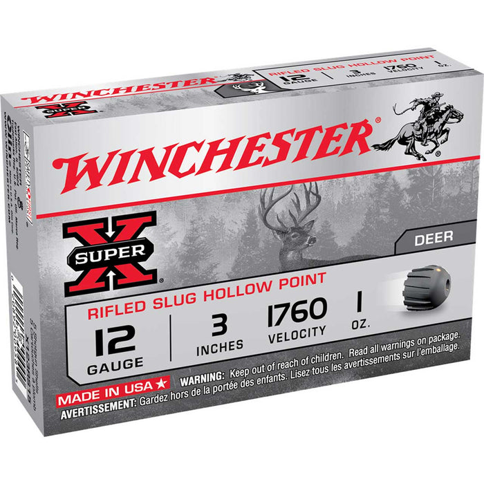 Winchester Ammo Super X 12 Gauge 3" 1 oz Rifled Slug Shot 5 Per Box