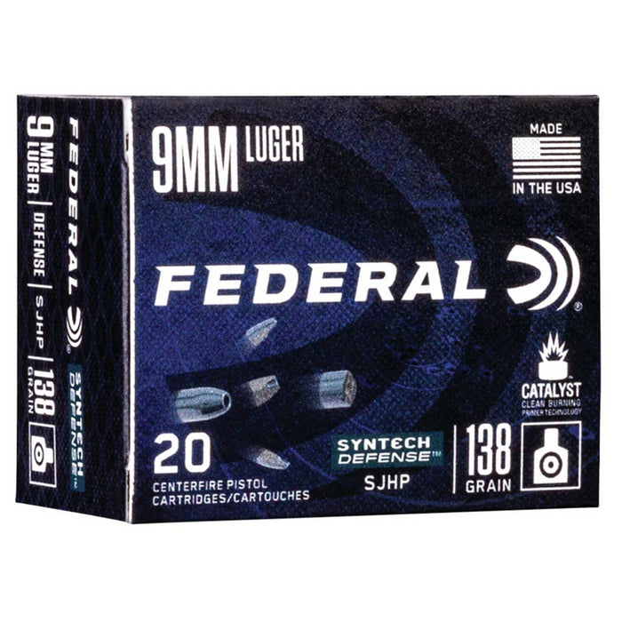 Federal 9mm Luger 138 gr Syntech Defense Segmented JHP Ammunition - 20 Round Box