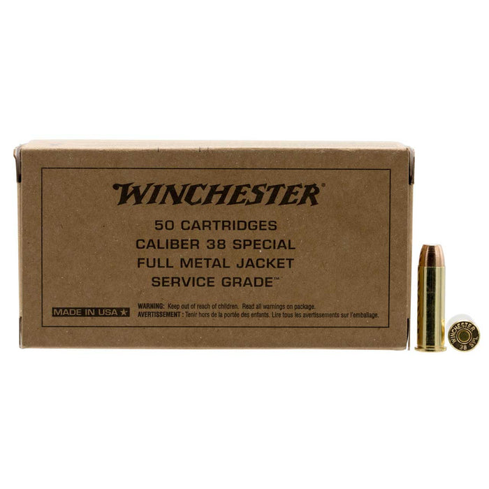 Winchester Service Grade Target .38 Special 130 gr Full Metal Jacket Flat Nose (FMJFN) 50 Per Box