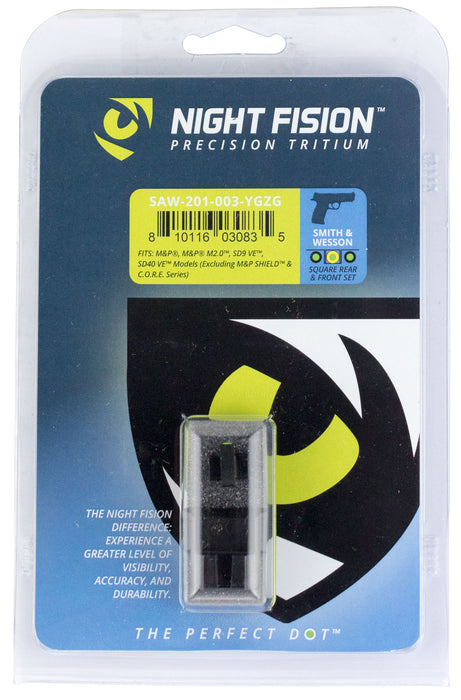 Night Fision OEM Replacement Perfect Dot Night Sight Set Square Tritium for S&W M&P, M&P M2.0, 9/40 SD VE