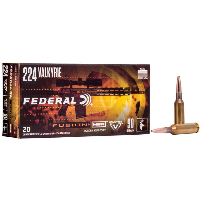 Federal Fusion MSR Hunting .224 Valkyrie 90 gr Fusion Soft Point 20 Per Box