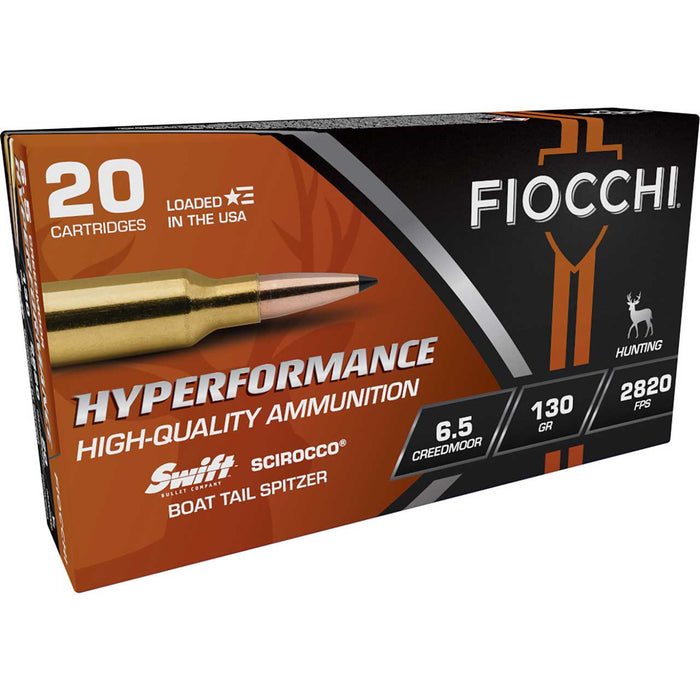 Fiocchi Hyperformance 6.5 Creedmoor 130 gr Swift Scirocco II Boat-Tail Spitzer 20 Per Box