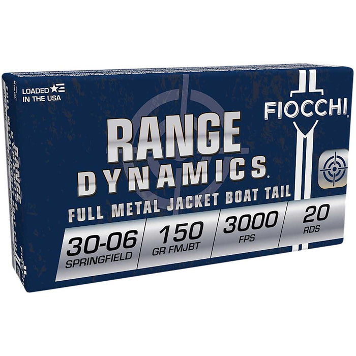 Fiocchi Range Dynamics .30-06 Springfield 150 gr Full Metal Jacket Boat-Tail (FMJBT) 20 Per Box
