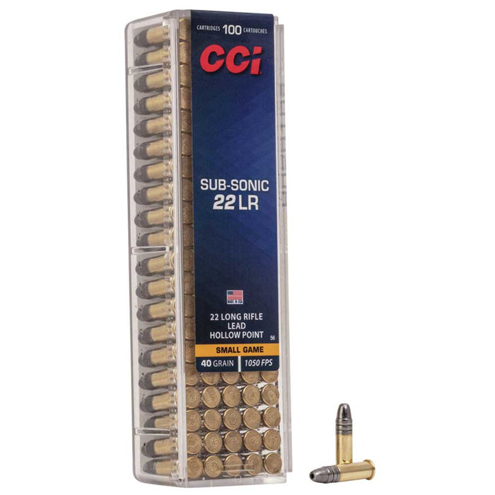 CCI Subsonic Small Game .22 LR 40 gr Lead Hollow Point (LHP) 100 Per Box