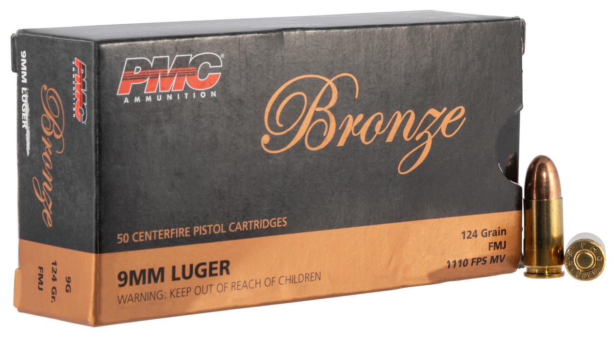 PMC 9mm Luger 124gr Bronze FMJ Ammunition - 50 Round Box