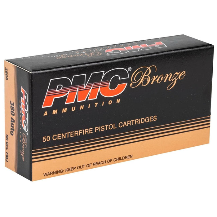 PMC .380 ACP 90gr Bronze Full Metal Jacket Ammunition - 50 Round Box