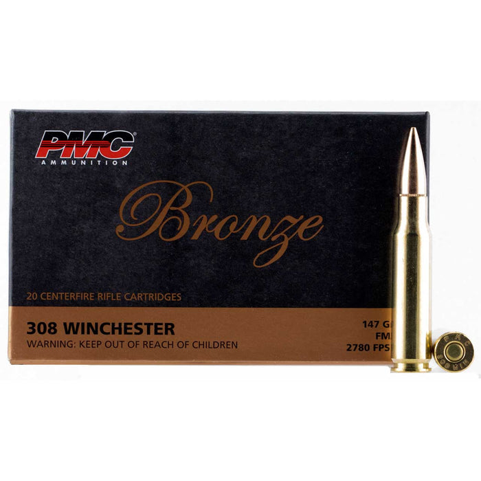 PMC .308 Win 147 gr Bronze Full Metal Jacket Ammunition - 20 Round Box