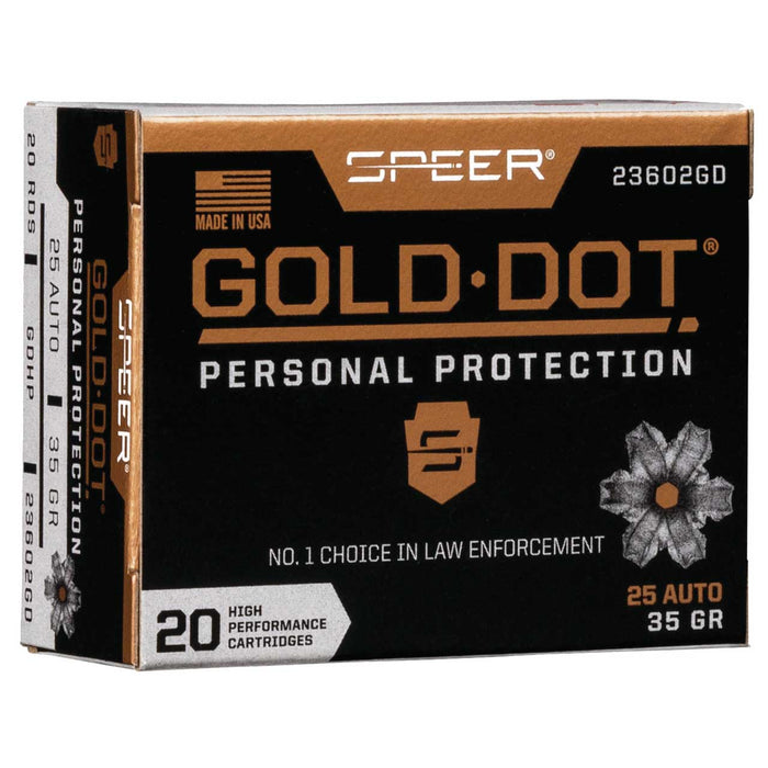 Speer Gold Dot .25 ACP 35 gr Hollow Point (HP) 20 Per Box