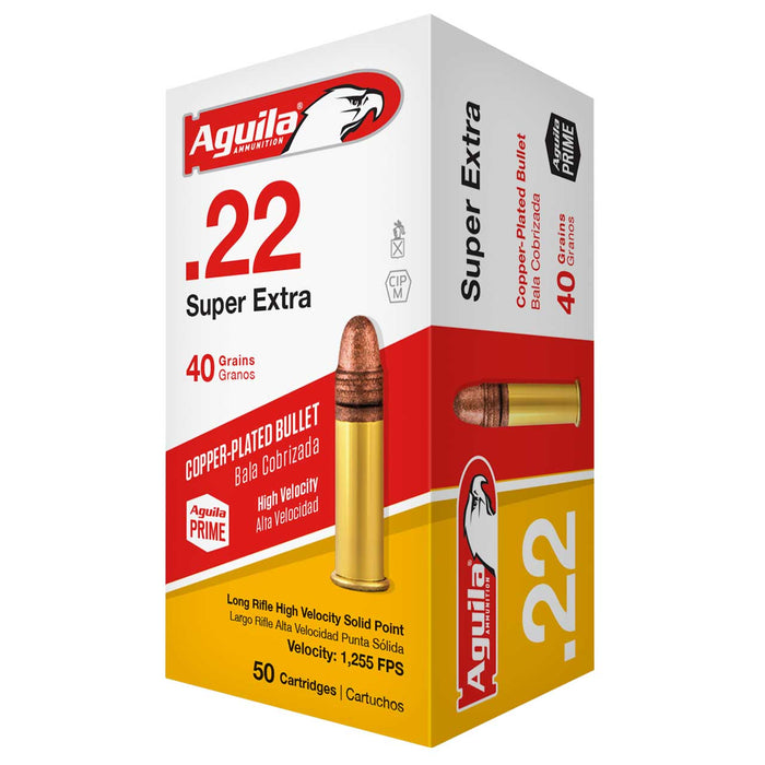 Aguila .22 LR 40 gr Super Extra High Velocity Copper-Plated Solid Point Ammunition - 50 Round Box