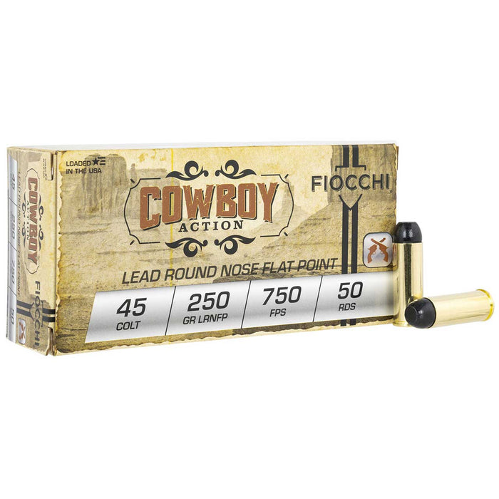 Fiocchi Cowboy Action Pistol .45 Colt (LC) 250 gr Lead Round Nose Flat Point (LRNFP) 50 Per Box