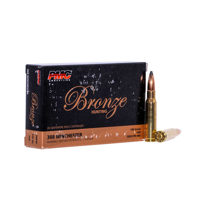 PMC .308 Win 150 gr Bronze Pointed Soft Point Ammunition - 20 Round Box
