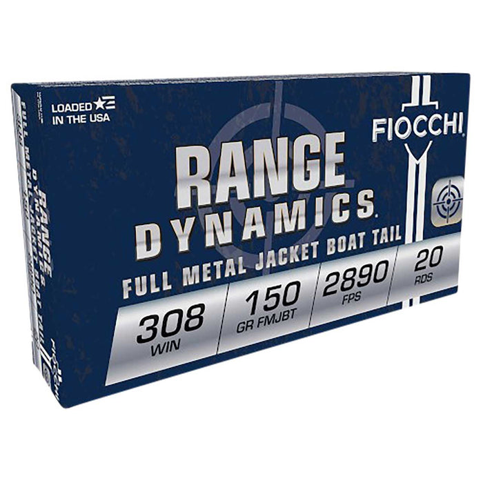 Fiocchi Range Dynamics .308 Win 150 gr Full Metal Jacket Boat-Tail (FMJBT) 20 Per Box