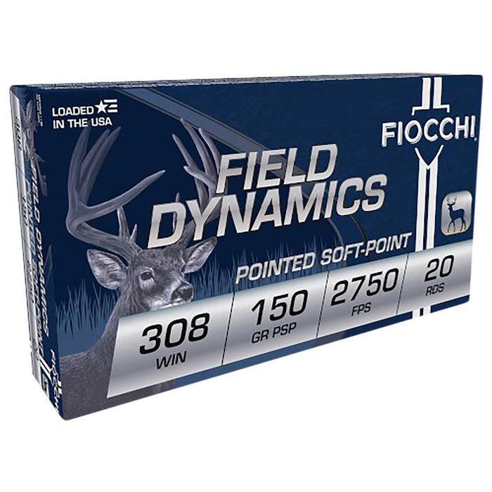 Fiocchi Field Dynamics .308 Win 150 gr Pointed Soft Point (PSP) 20 Per Box